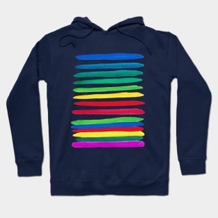 Bright rainbow gouache painting lines Hoodie